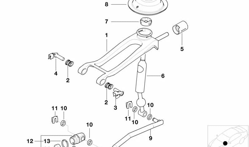 Varilla de cambio OEM 25111434675 para BMW E46 330d xDrive (modelos con cambio manual y automático, tracción total y trasera). Original BMW.