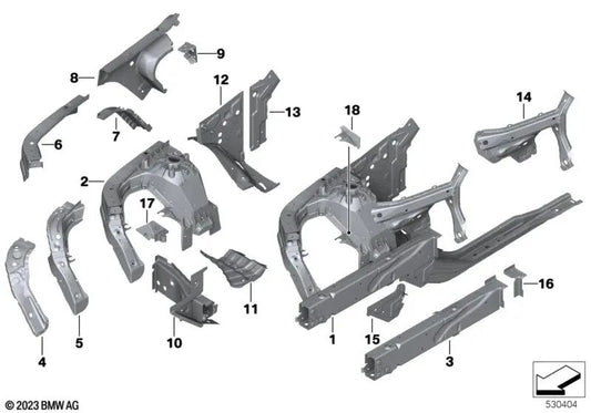 Conexión soporte motor interior derecho OEM 41118498936 para BMW G42, G20, G22, G01, i3L... y más. Original BMW.