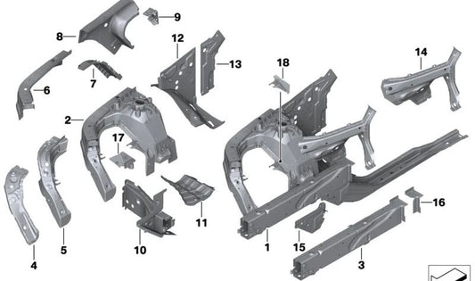 Soporte de refuerzo lateral izquierdo OEM 41008497157 para BMW G01, G08, F97, G02, F98. Original BMW.