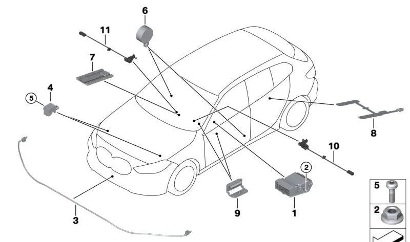 Sensormatte für Rücksitze OEM 65777948144 für BMW F40, F44. Airbagsensor. Original BMW.