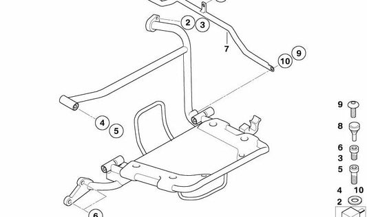 OEM rubber support 52531230319 for BMW motorcycles R1200GS, F800GS, K1600GT... and more. Original BMW Motorrad.