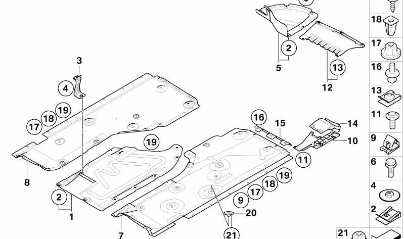 Untere Abdeckung für aktives Kohlenstofffilter OEM 51757070140 für BMW E81, E87. Original BMW Stück.