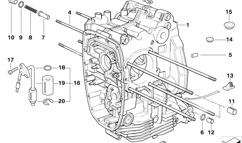 Cárter de motor negro OEM 11117687056 para BMW Motorrad HP2 Enduro, HP2 Megamoto, HP2 Sport. Original BMW Motorrad.