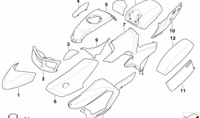 OEM di coading laterale anteriore sinistro 46637728563 per motociclette BMW R 1200 RT, R 900 RT (K26). BMW MOTORAD originale.