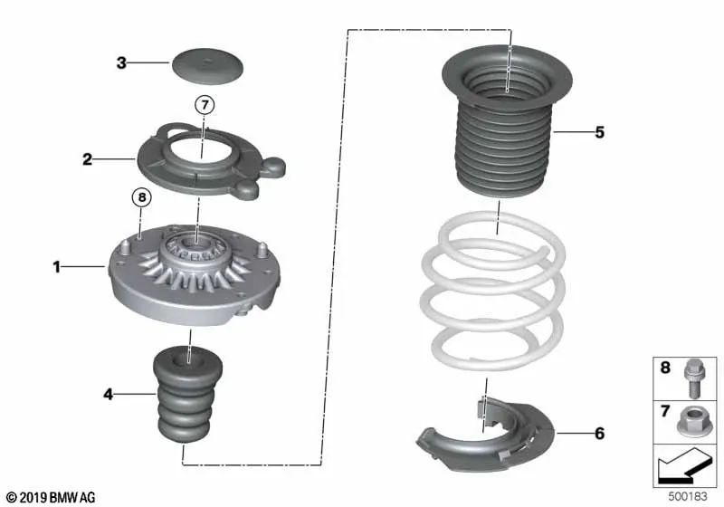 Anillo cobertor delantero OEM 31306873301 para BMW Serie 1 F40 M135i xDrive, Serie 2 F44 M235i xDrive. Original BMW.