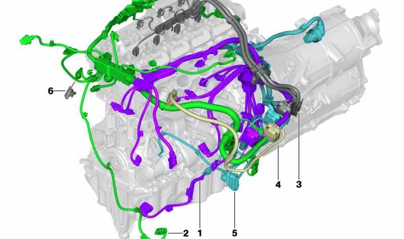 Complete engine sensor wiring harness OEM 12518743495 for BMW G42, G20, G21, G28, G22, G23, G26. Genuine BMW.