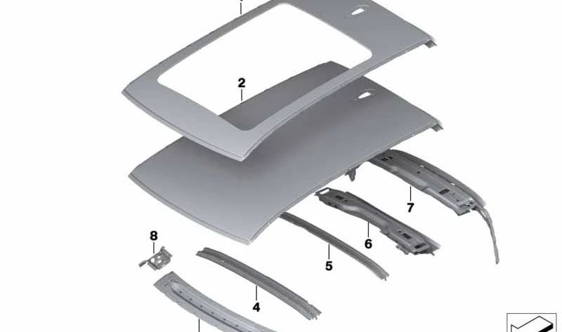 Techo panorámico original OEM 41007436186 para BMW Serie 2 Active Tourer F46 y F46N. Recambio original BMW.