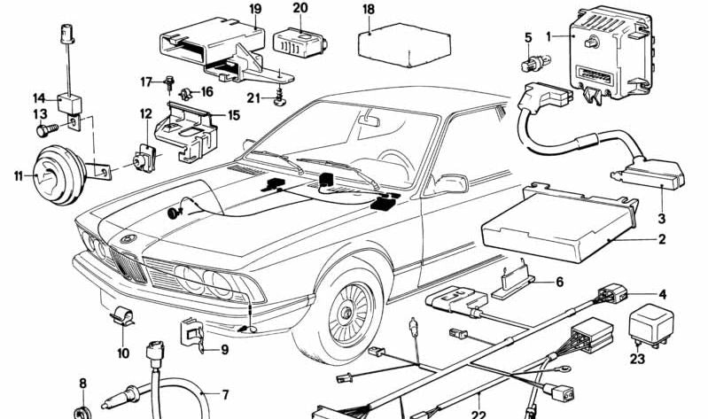 Botón control ordenador de abordo OEM 65811367660 para BMW E24 628CSi y 635CSi (todos los modelos manual y automático, 1978-1987). Original BMW.