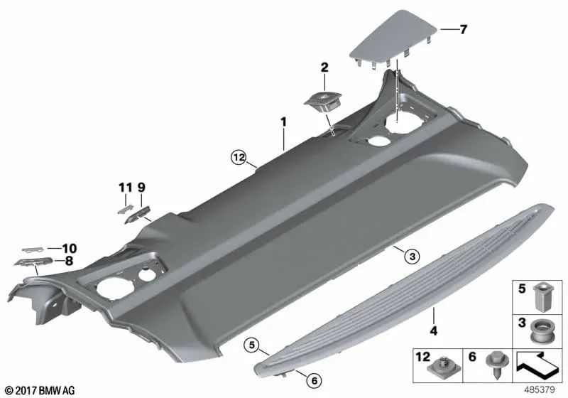 Rear Left Side Speaker Grille for BMW 5 Series G30, G30N, G38 (OEM 51467442719). Original BMW