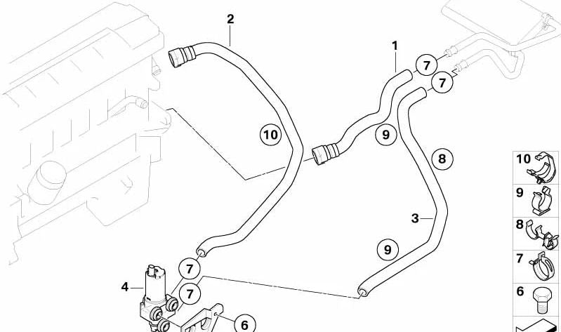 Tubo de retorno calefacción OEM 64217836986 para BMW E85, E86. Original BMW.
