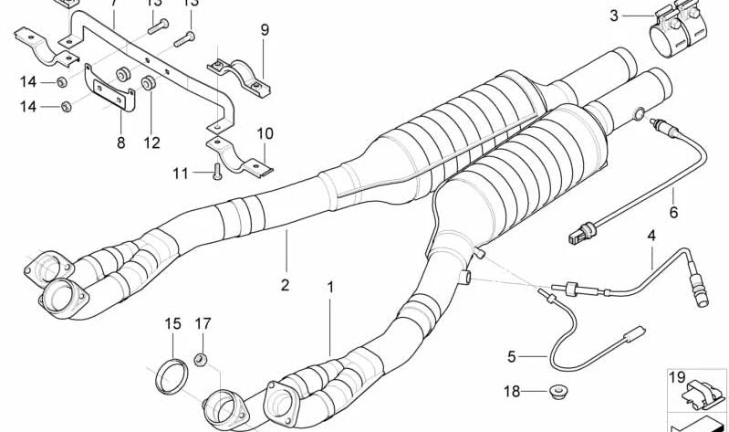 Abrazadera de tubo de escape OEM 18301407092 para BMW E39. Original BMW.