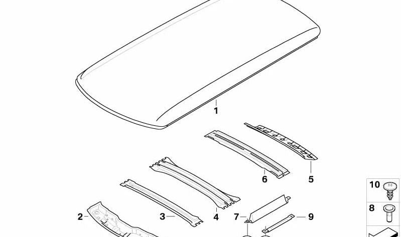 Film all'aperto per tetto panoramico OEM 41002756892 per mini clubman R55, R55 LCI. Mini originale.
