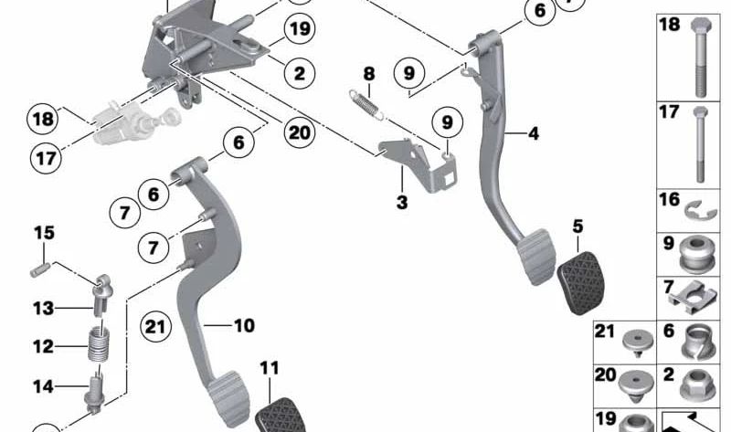 Soporte de pedal OEM 35103414589 para BMW E83, E89. Original BMW