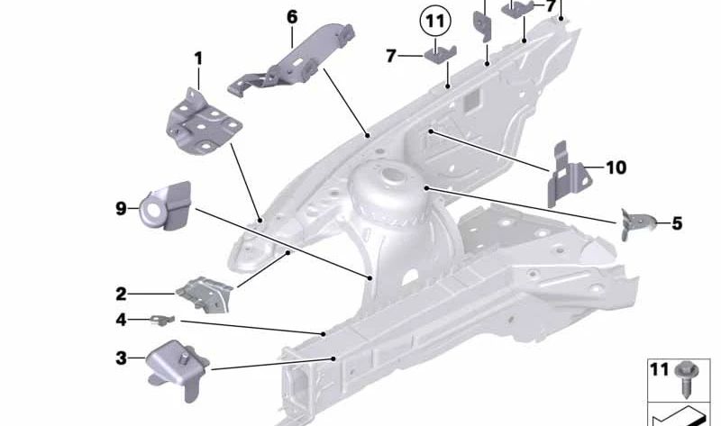 Soporte diagonal derecho OEM 41007224910 para BMW Z4 E89 sDrive18i, sDrive20i, sDrive23i. Original BMW.