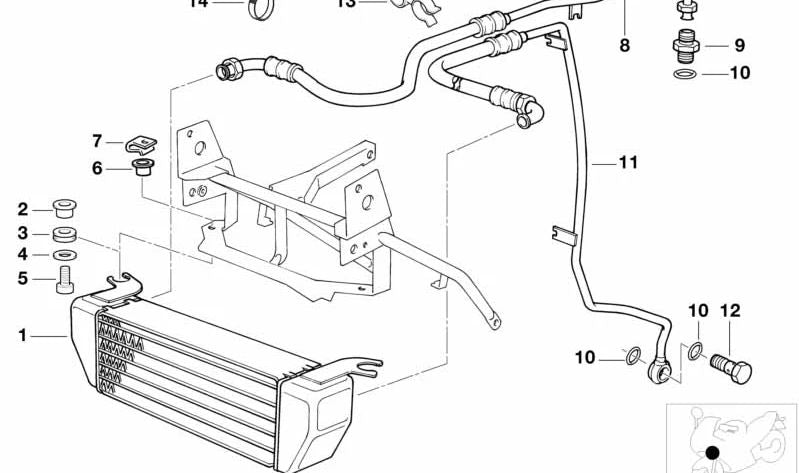 Enfriador de aceite OEM 17211341980 para BMW E23, E24, E28, E30, E32, E34, E9, E12, E21. Pieza original BMW.