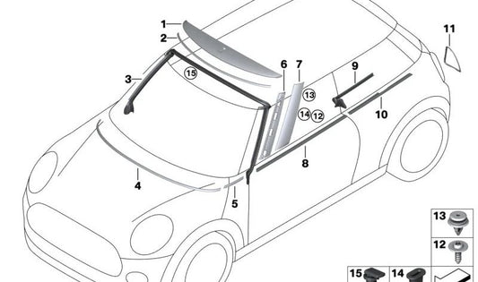 Left A-pillar foam gasket OEM 51717198507 for MINI R57, R57 LCI. Original MINI.