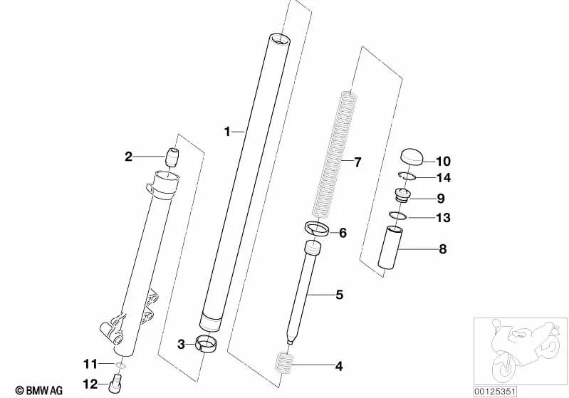 Tubo soporte delantero OEM 31427721928 para motos BMW F 650 GS, F 800 GS. Original BMW Motorrad.