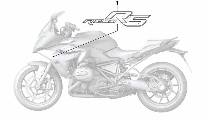 Inscrição direita OEM 51148545358 para BMW Motorrad R1200RS, R1250RS. Originais BMW Motorrad.