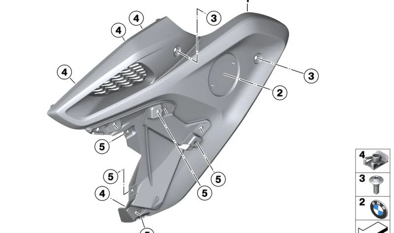 Tapa izquierda del conducto de admisión OEM 46638556655 para BMW Motorrad R 1200 GS (RK50) y R 1250 GS (RK50) modelos 2016-2023. Original BMW Motorrad.