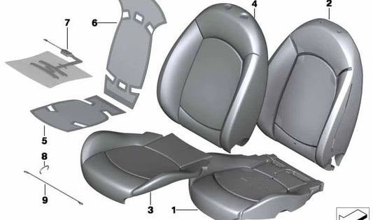 Funda respaldo deportivo tela derecha OEM 52109809930 para MINI Paceman R61 (03/2012 - 09/2016). Original MINI.