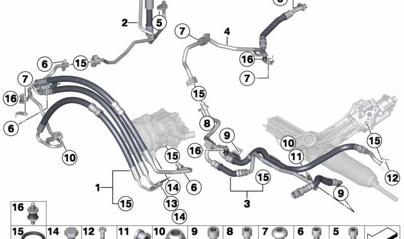 Retornar o OEM de acionamento dinâmico do tubo de retorno 32416776437 para BMW F07, F01, F02. BMW original.