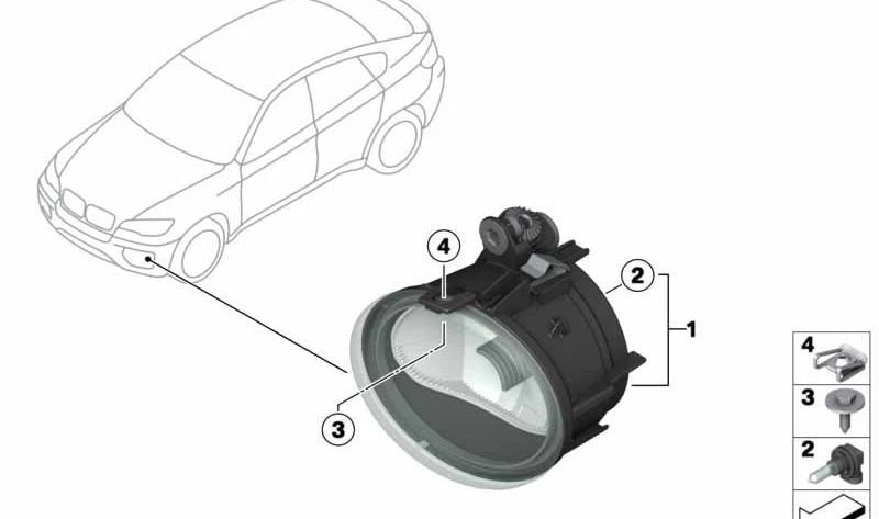 ANTINIE LIGHTHOUS di destra OEM 63177311350 per BMW E71, E72, X6 XDRive30D, XDrive35D, XDrive35i, X6 M. BMW originale.