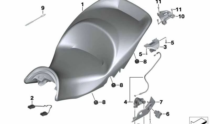 Asiento alto "Exclusive" negro OEM 52538561776 para BMW Motorrad K1600 GTL Exclusive (KK48). Original BMW Motorrad.