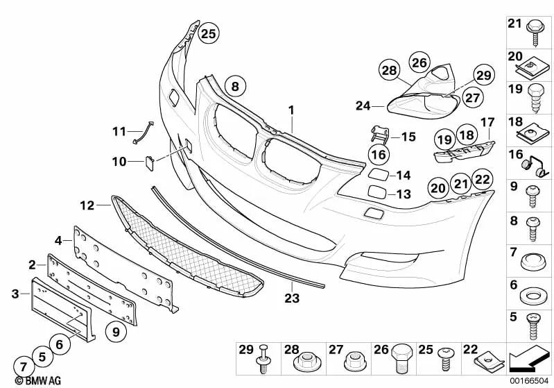Revestimiento parachoques delantero imprimado OEM 51117899051 para BMW Serie 5 E60, E61 LCI. Original BMW.