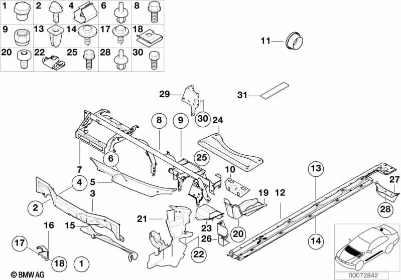 Cubierta de Umbral Inferior Izquierda para BMW E39 (OEM 51718201495). Original BMW