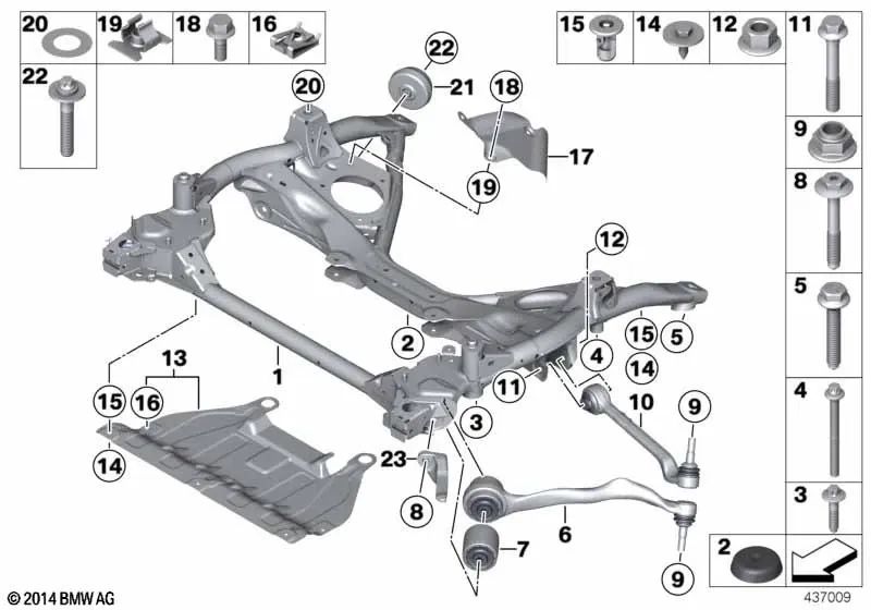 Right control rod for BMW F20, F21, F22, F23 (OEM 31106857330). Original BMW