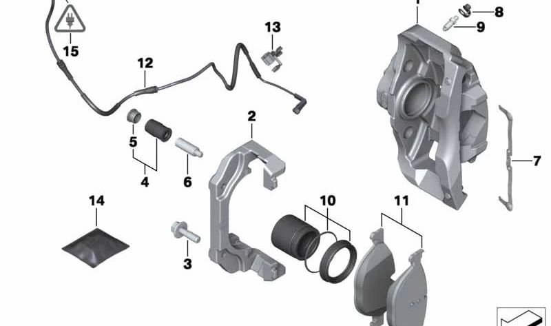 Soporte de pinza de freno OEM 34117846705 para BMW F06, F12, F13. Original BMW.