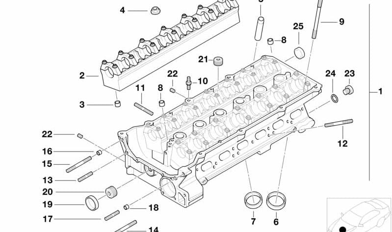 Guía de apoyo árbol de levas admisión OEM 11121740428 para BMW E36, E46, E34, E39, E60, E61, E38, E65, E66, E83, E53, Z3, E85. Original BMW.