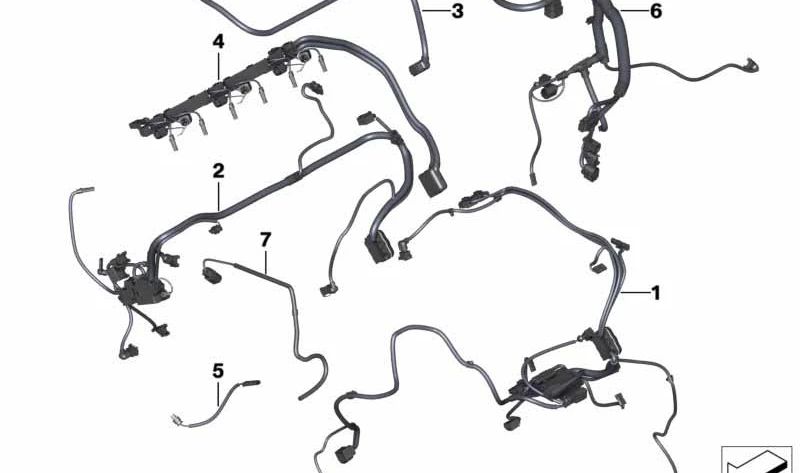 Wiring Harness Sensory Motor Module 2 for BMW F15 (OEM 12518654977). Original BMW