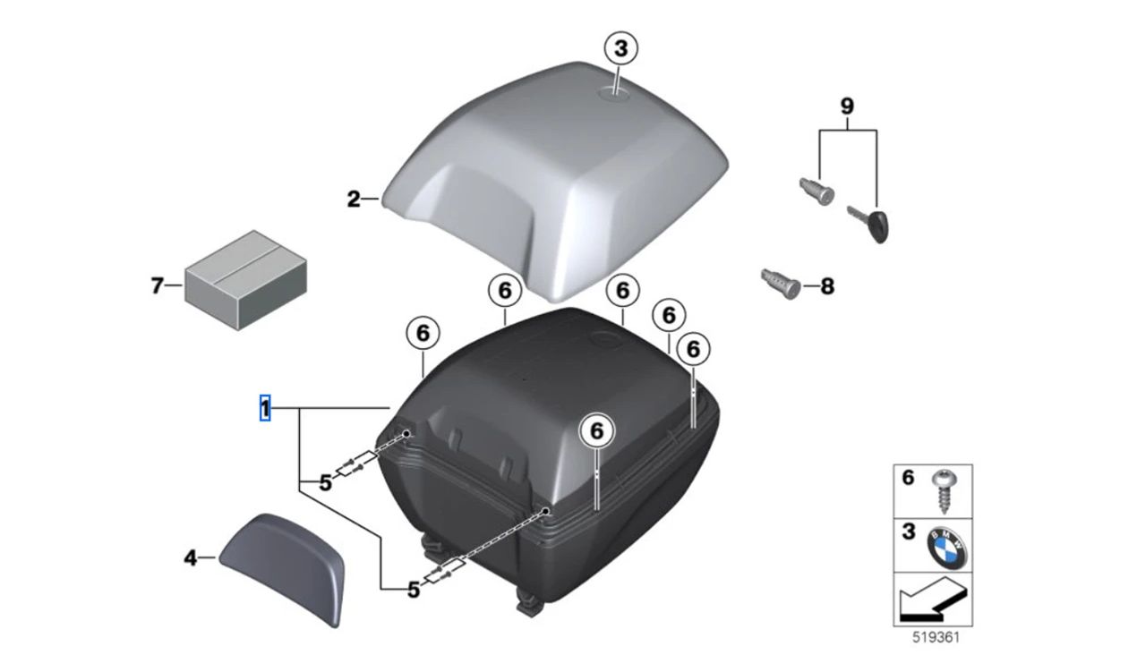 Topcase 30L OEM 77439829379 para motos BMW R 1200 R, R 1250 R, S 1000 XR, F 900 R, C 400 GT... y más. Original BMW Motorrad.