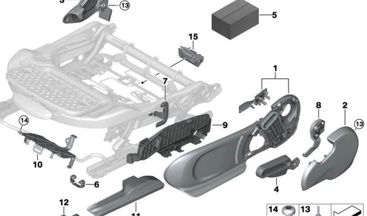 Cubierta asiento exterior derecho OEM 52107398338 para MINI F54, F55, F56, F57, F60… y más. Original MINI.