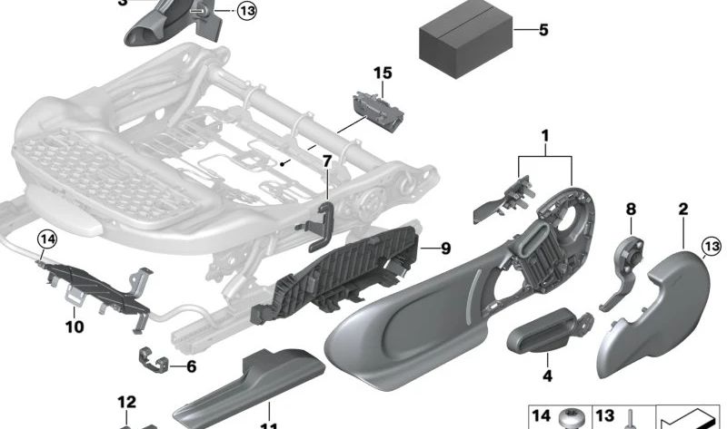 Right Power Outer Seat Protector Panel OEM 52107416370 for MINI Clubman F54, F54 LCI, Countryman F60, F60 LCI. Original MINI.