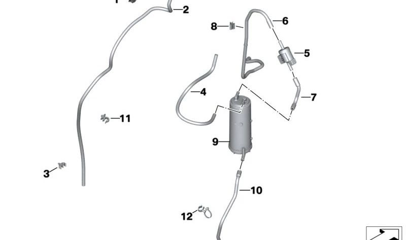 Tube flexible OEM 16139898500 pour BMW R neuf motos, r neuf pur, r ninenet Scrambler, r neuf g / s urbain. BMW original Motorrad.