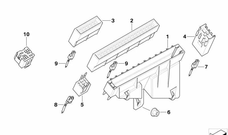 Base de relé OEM 61131387199 para BMW E39, E38. Original BMW.