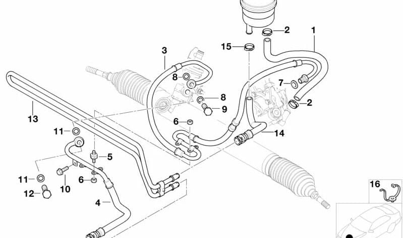 Direzione assistita per tubo di pressione OEM 32416764728 per BMW E46 320CI e 320i (M52 e M54, automatico e manuale). Compatibile con i modelli realizzati tra il 1998 e il 2006. BMW originale.