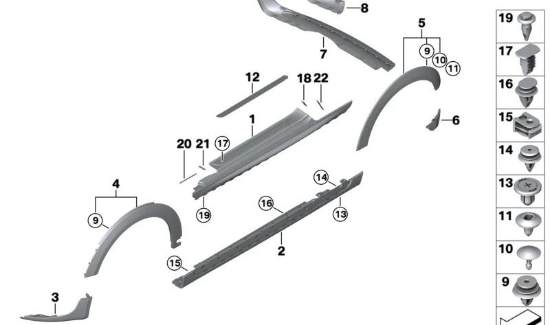 Paramento de chapa pasa-ruedas trasero izquierdo OEM 51777376875 para MINI F56, Cabrio F57. Original MINI.