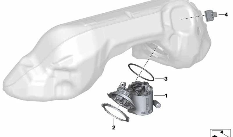 Unidad de envío de combustible OEM 16117475431 para BMW Z4 G29. Pieza original BMW.