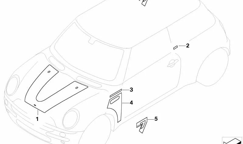 Plaquita cristal lateral trasero izquierdo OEM 51147168896 para MINI R50 Cooper, One... y más. Original MINI.