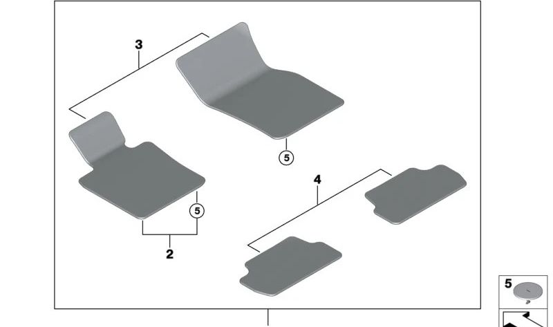 Juego de alfombrillas delanteras OEM 51475A41FF9 para MINI F56, F56 LCI, F56 BEV LCI, Cabrio F57, Cabrio F57 LCI. Original MINI.