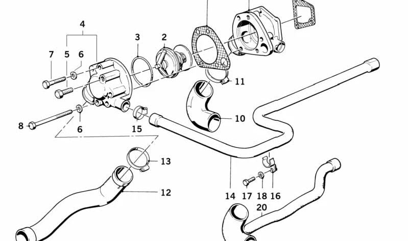 Manguera del sistema de refrigeración OEM 11531287182 para BMW E28. Original BMW.