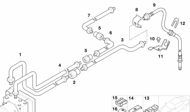 Latiguillo de freno trasero OEM 34301165174 para BMW E36. Compatible con modelos 316i (manual y automático) de 1993 a 1999. Original BMW.
