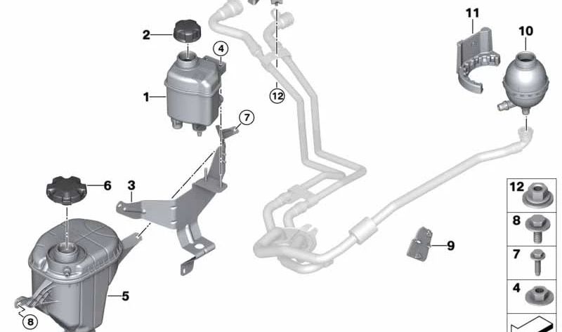 Depósito de expansión OEM 17137647284 para BMW F10, F11, F01, F02. Original BMW.
