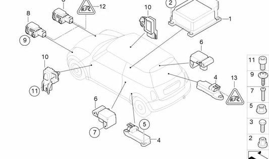 Side airbag control mechanism OEM 65779345360 for MINI R50, R53, Cabrio R52. Original MINI.