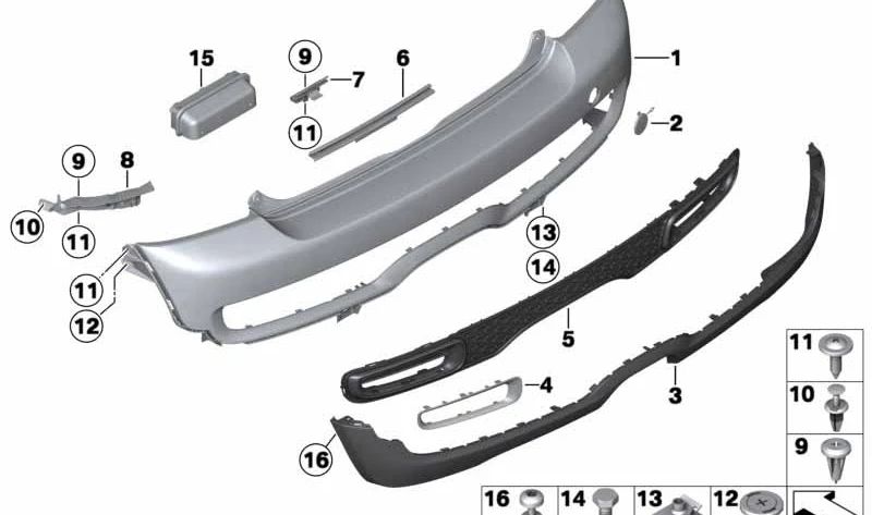 Tapa embellecedora para gancho de remolque derecha imprimada OEM 51127264357 para MINI R56, R57, R58, R59. Compatible con versiones Cooper, Cooper D y Cooper S. Original MINI.