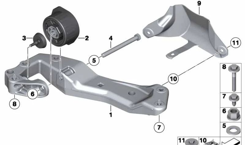 Soporte de refrigeración OEM 22326791220 para BMW F07, F10, F06, F12, F13, F01, F02. Original BMW