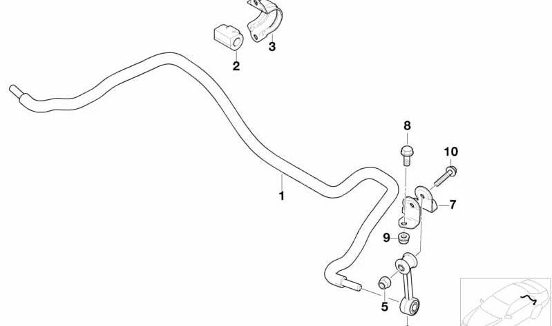 Soporte de estabilizador trasero OEM 33556780707 para BMW E81, E82, E87, E88, E46, E90, E91, E92, E93, E84, E83, E53, E85, E86. Original BMW.
